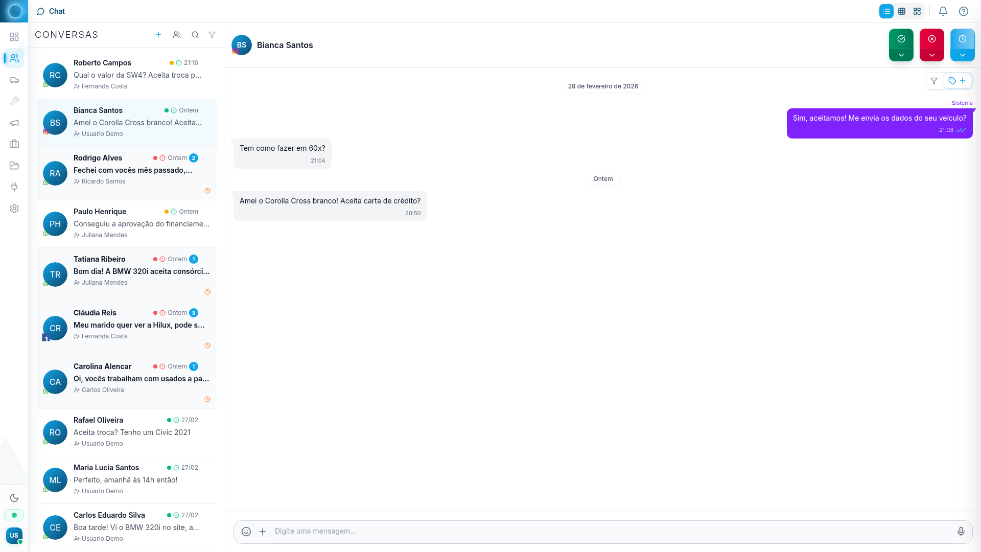 Modo Lista — CRM Conduza