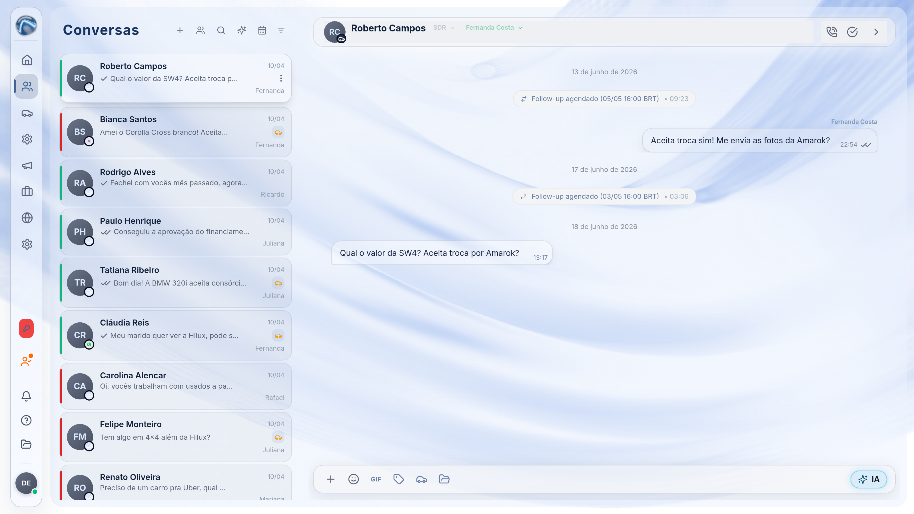 Mensagem automática na conversa