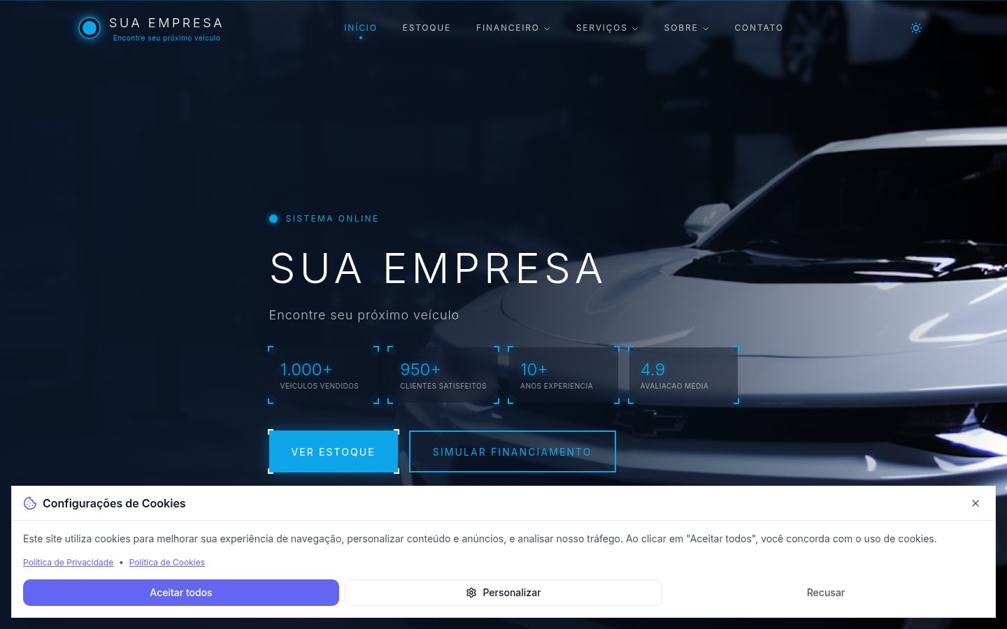 Site da loja no domínio próprio
